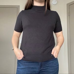 sag harbor size L mock neck sweater shirt black